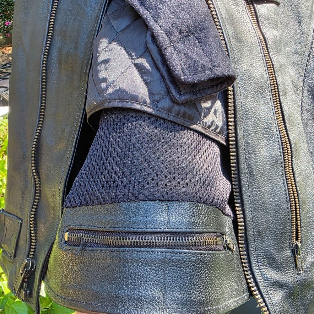 Vintage Motorcycle Jacket Barneys Leather Womens Sz 48 Black Thinsulate Zipped - Picture 9 of 12